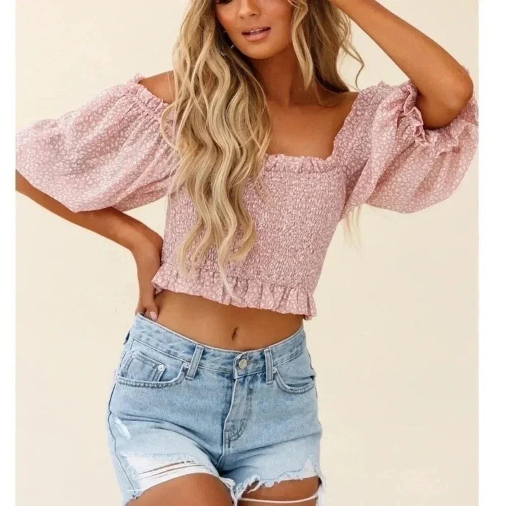 Candies Off Shoulder Crop Top - Picture 2 of 2